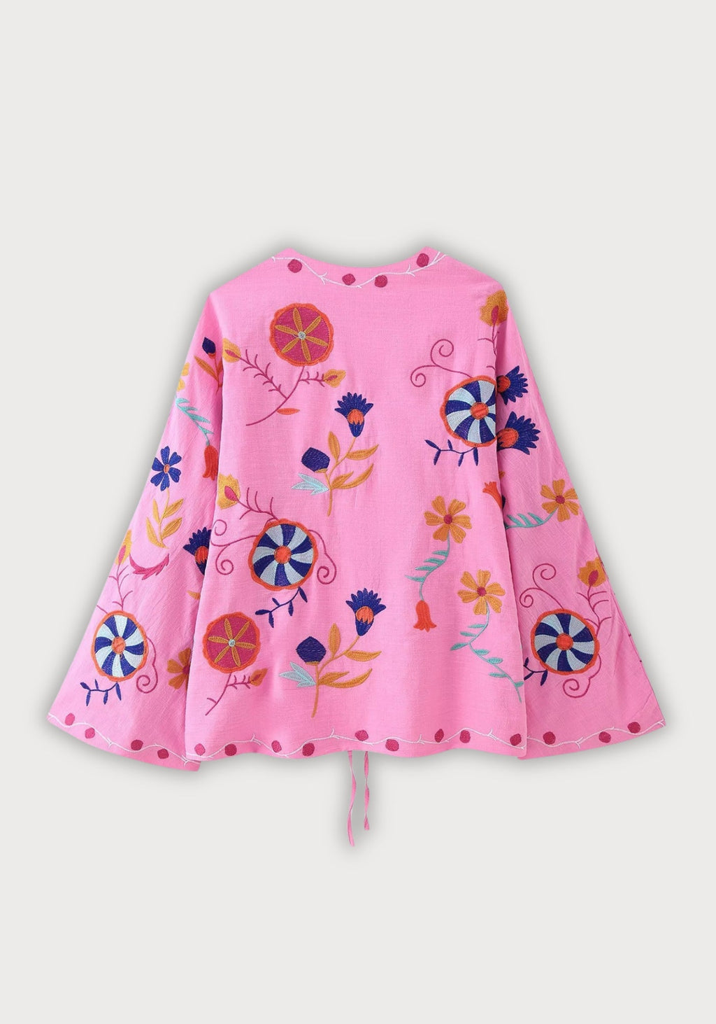 Dos du kimono court brodé rose Hanae