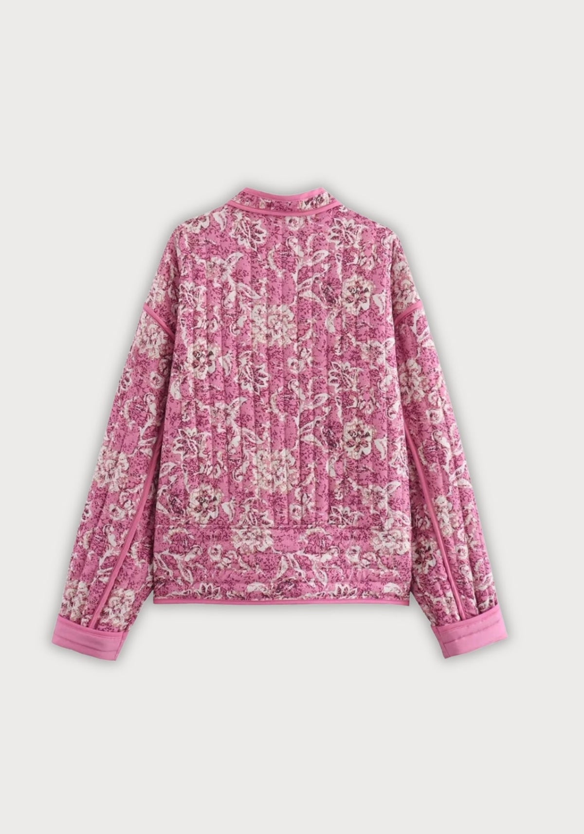 Dos de la veste matelassée fleurie rose Momoka